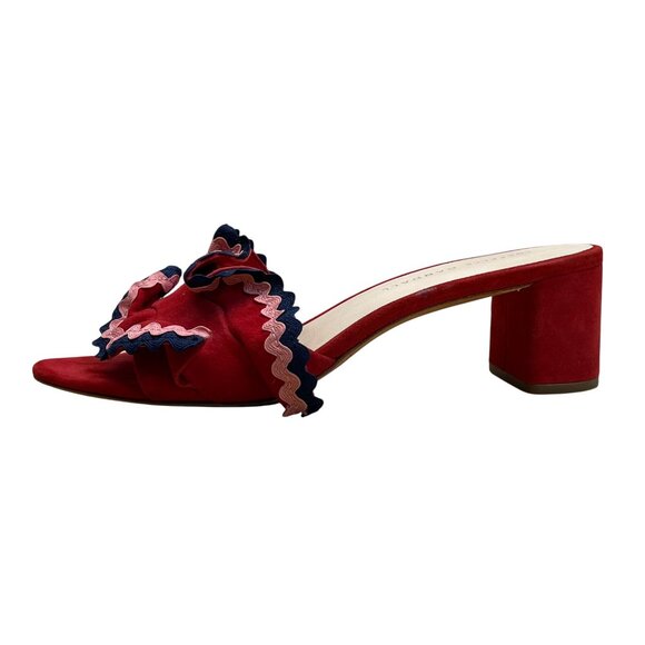 Loeffler Randall Women’s Red Ruffle Slide Sandals Size 6.5B - Picture 4 of 9